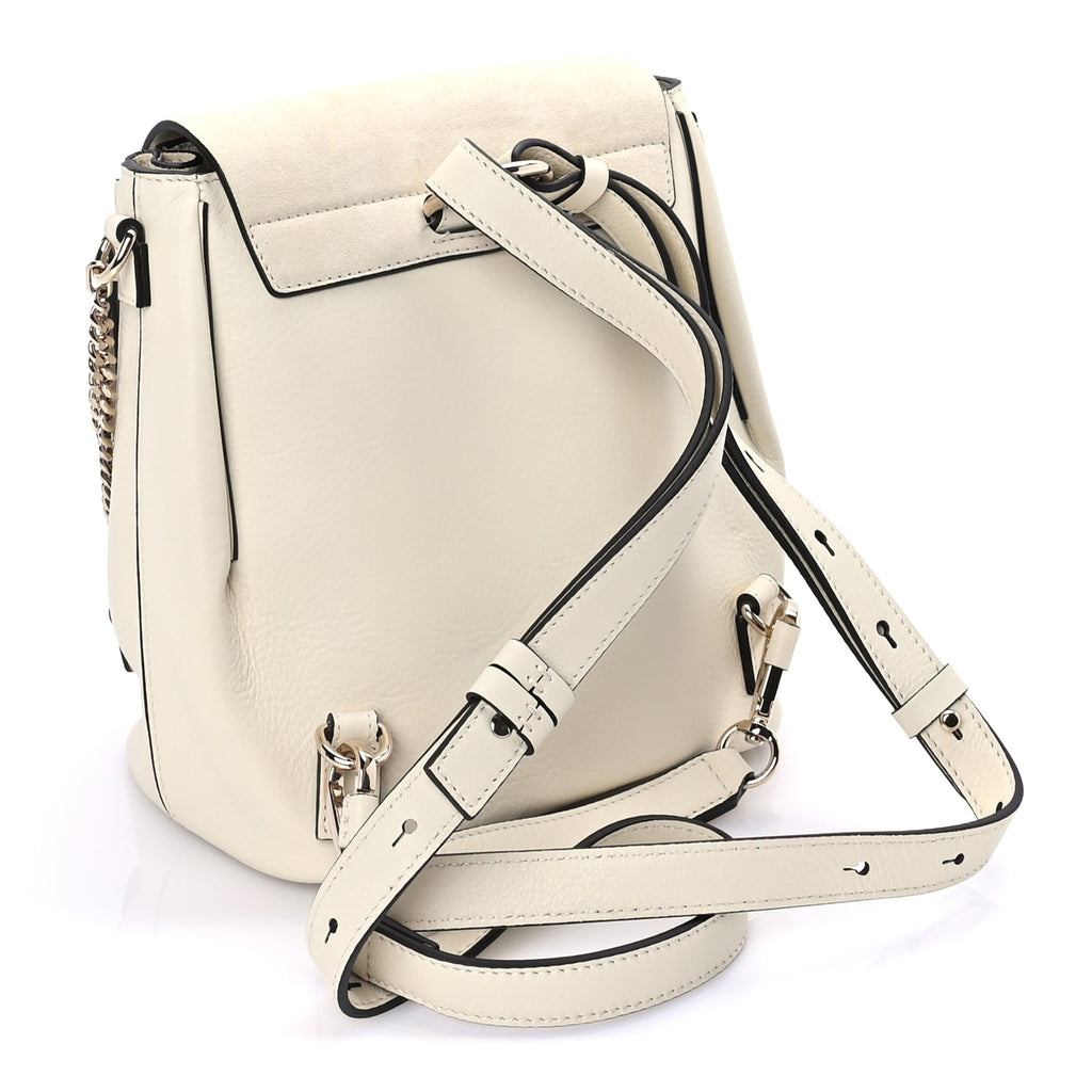 Chloe Suede Calfskin Small Faye Backpack  Off White