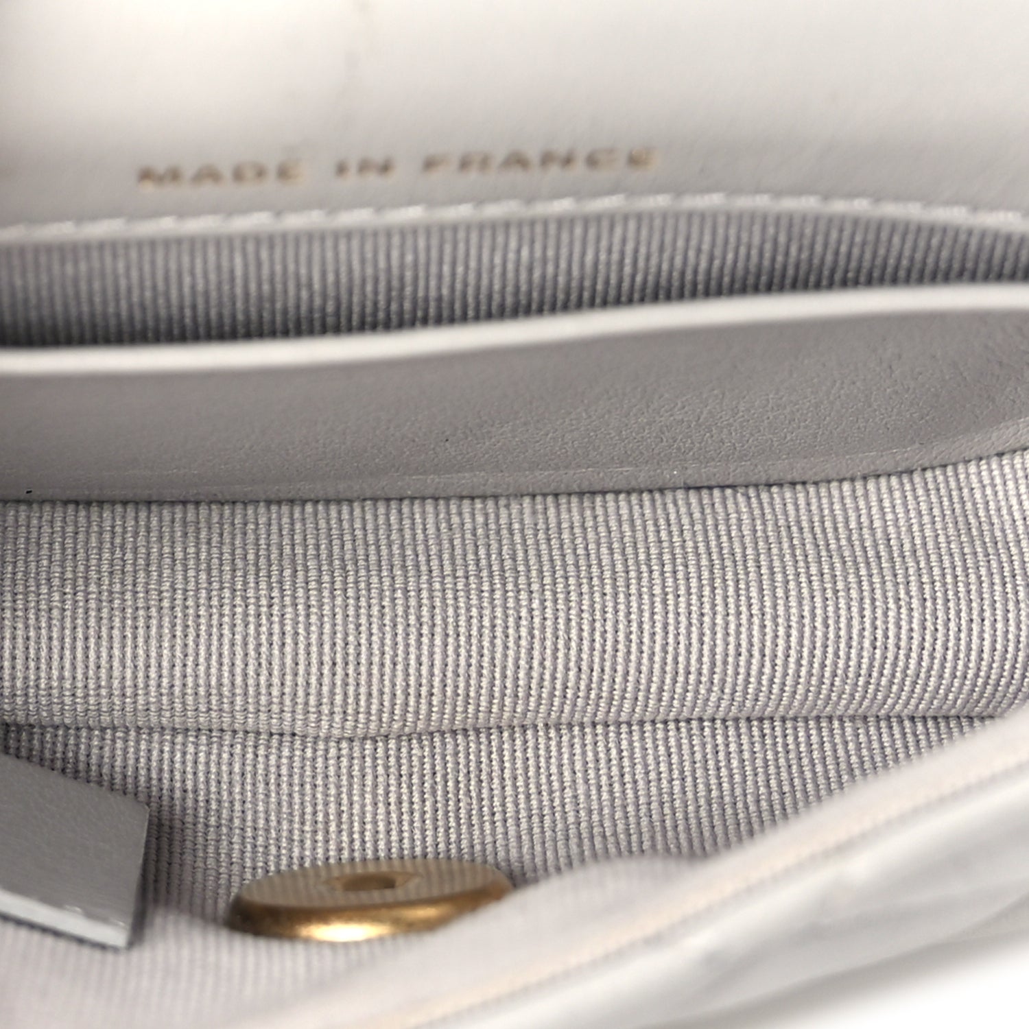 Chanel Calfskin Quilted Lady Handle Flap Card Holder With Chain  Grey