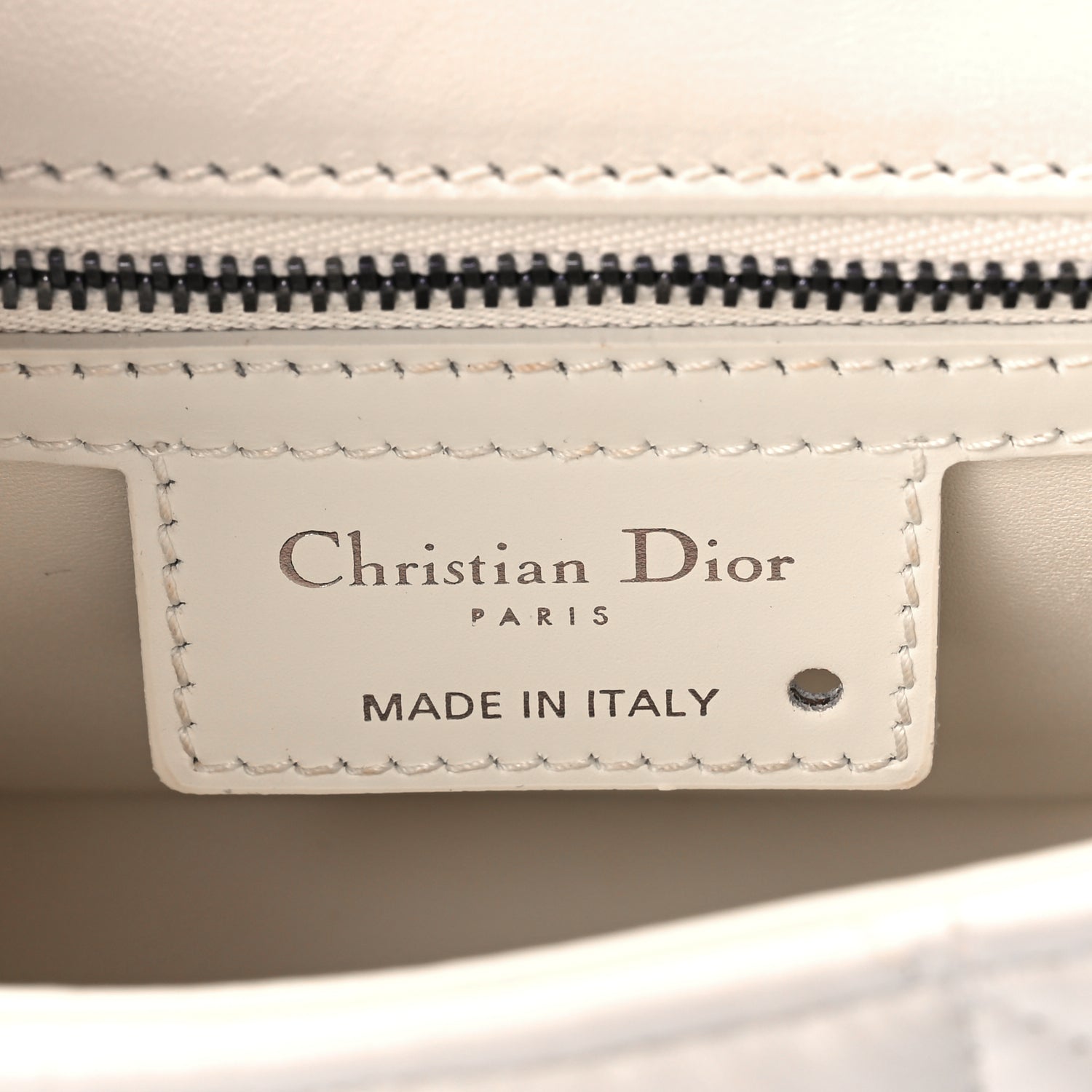 Christian Dior Calfskin Macrocannage Small Dior Caro Bag Ivory