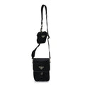 Prada Re-Nylon Saffiano Mini Pocket Single Snap Buckle Messenger Bag Black