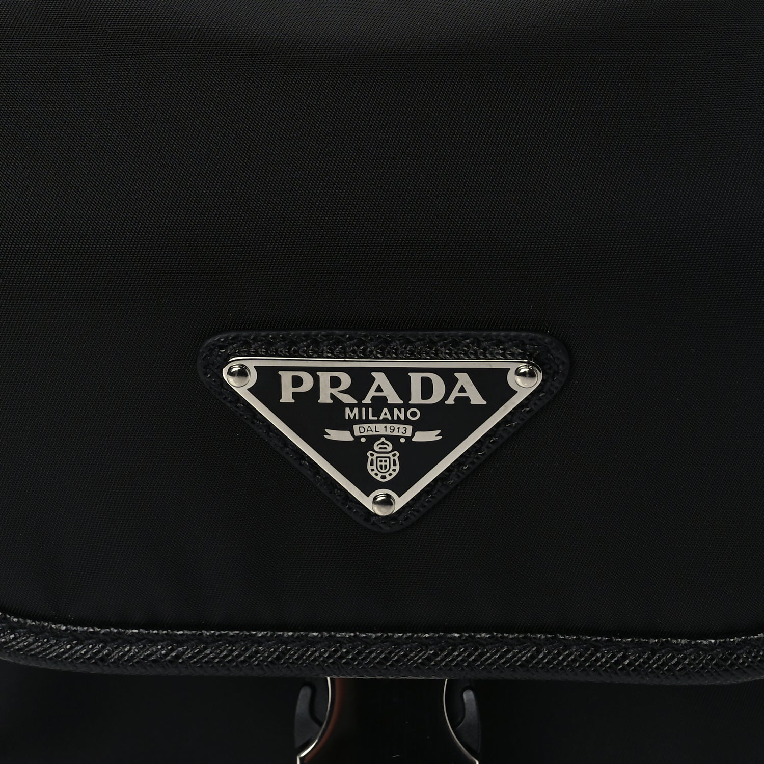Prada Re-Nylon Saffiano Mini Pocket Single Snap Buckle Messenger Bag Black