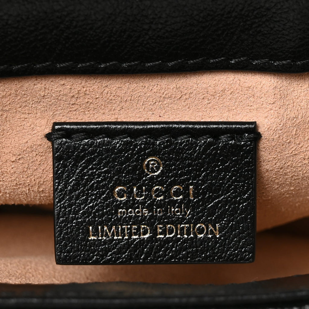Gucci Azalea Calfskin Enamel Matelasse Diagonal Super Mini Torchon GG Marmont Shoulder Bag Butter Dusty Azure Black Electric Blue
