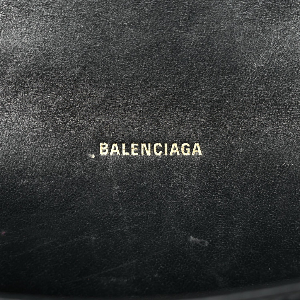Balenciaga Shiny Box Calfskin Hourglass Top Handle Bag XS Black