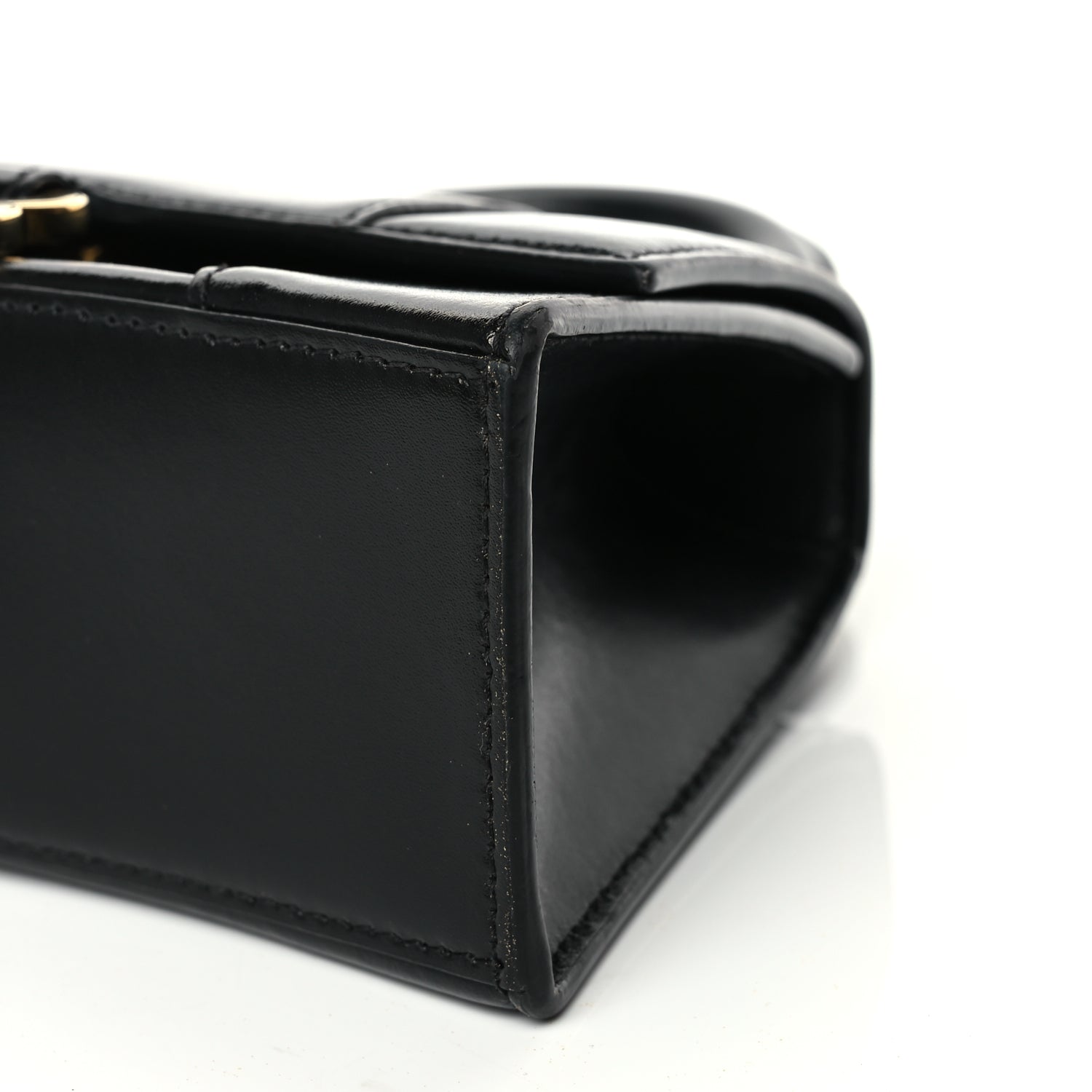 Balenciaga Shiny Box Calfskin Hourglass Top Handle Bag XS Black
