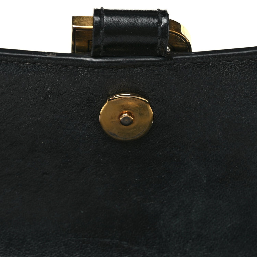 Balenciaga Shiny Box Calfskin Hourglass Top Handle Bag XS Black