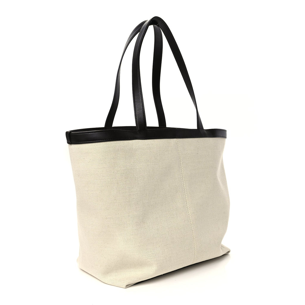 Bottega Veneta Canvas Mix Nappa Intrecciato Medium Flip Flap Tote Natural Fondant Natural/Fondant