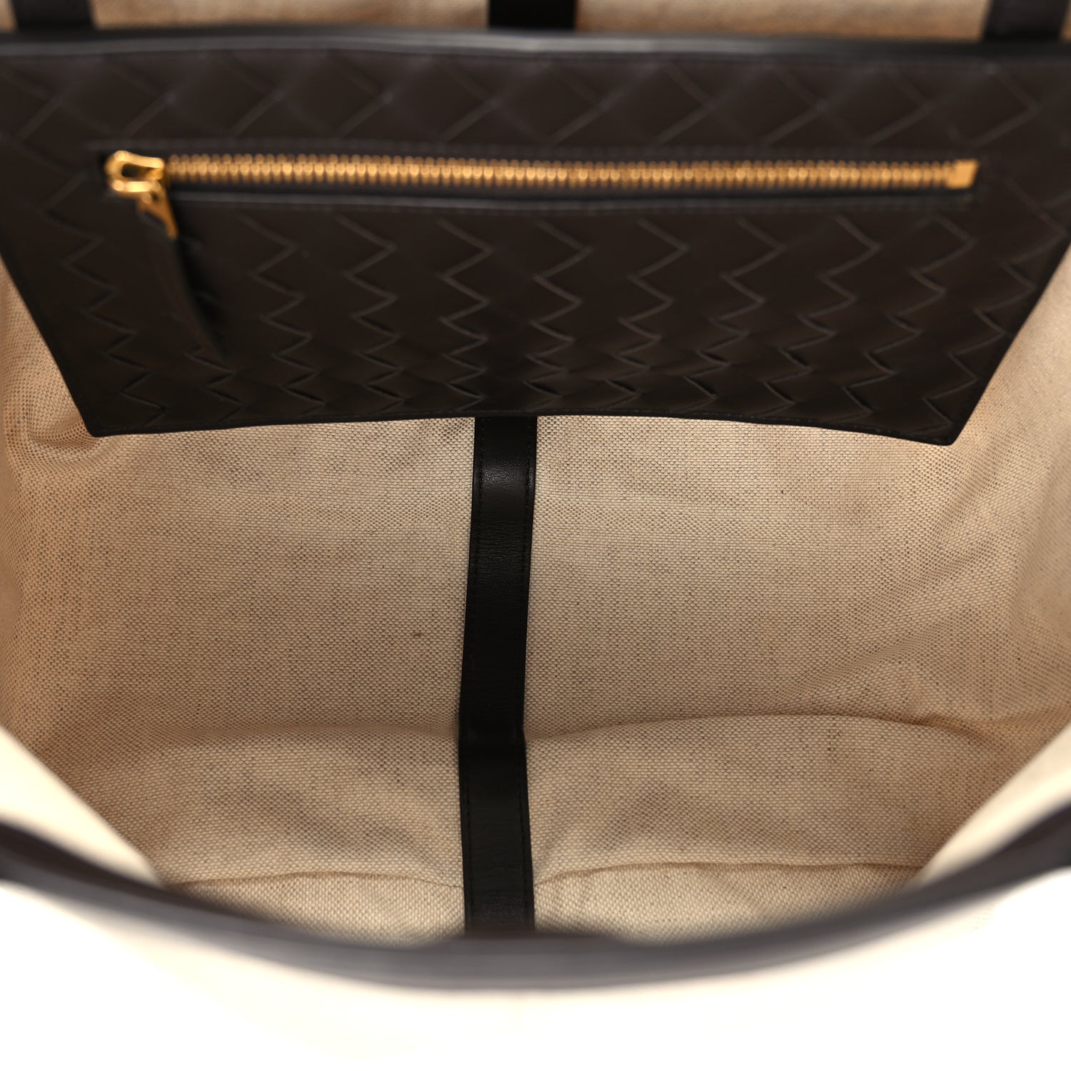 Bottega Veneta Canvas Mix Nappa Intrecciato Medium Flip Flap Tote Natural Fondant Natural/Fondant