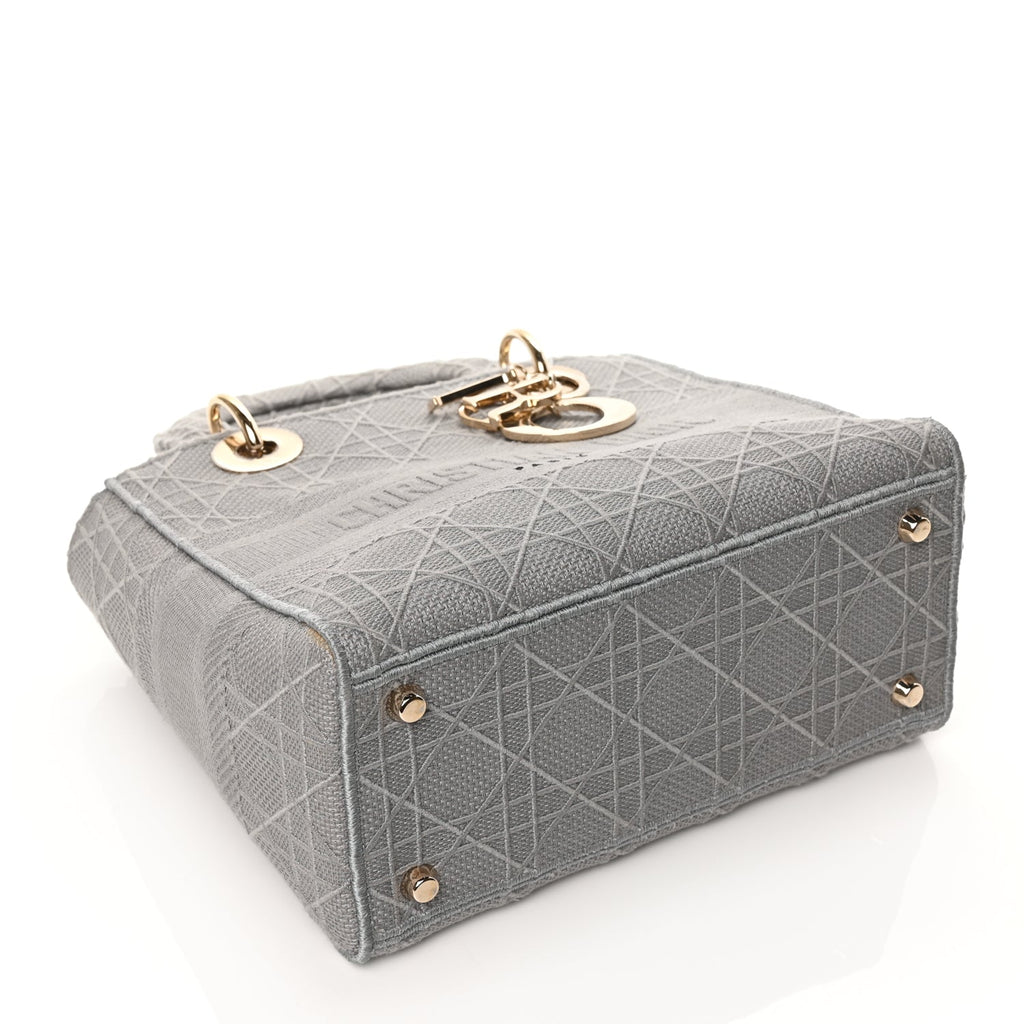 Christian Dior Canvas Embroidered Cannage Lady D-Lite Gray