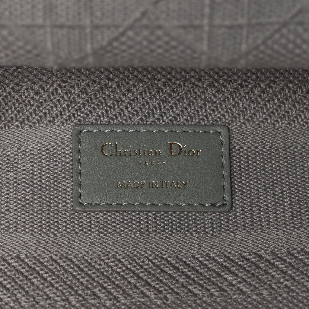 Christian Dior Canvas Embroidered Cannage Lady D-Lite Gray