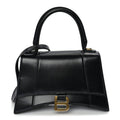 Balenciaga Shiny Box Calfskin Small Hourglass Top Handle Bag  Black
