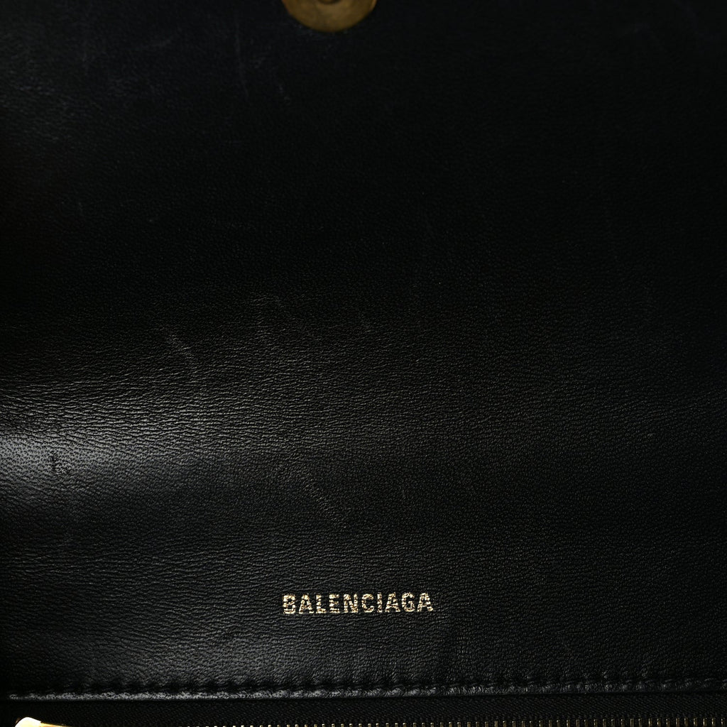 Balenciaga Shiny Box Calfskin Small Hourglass Top Handle Bag  Black