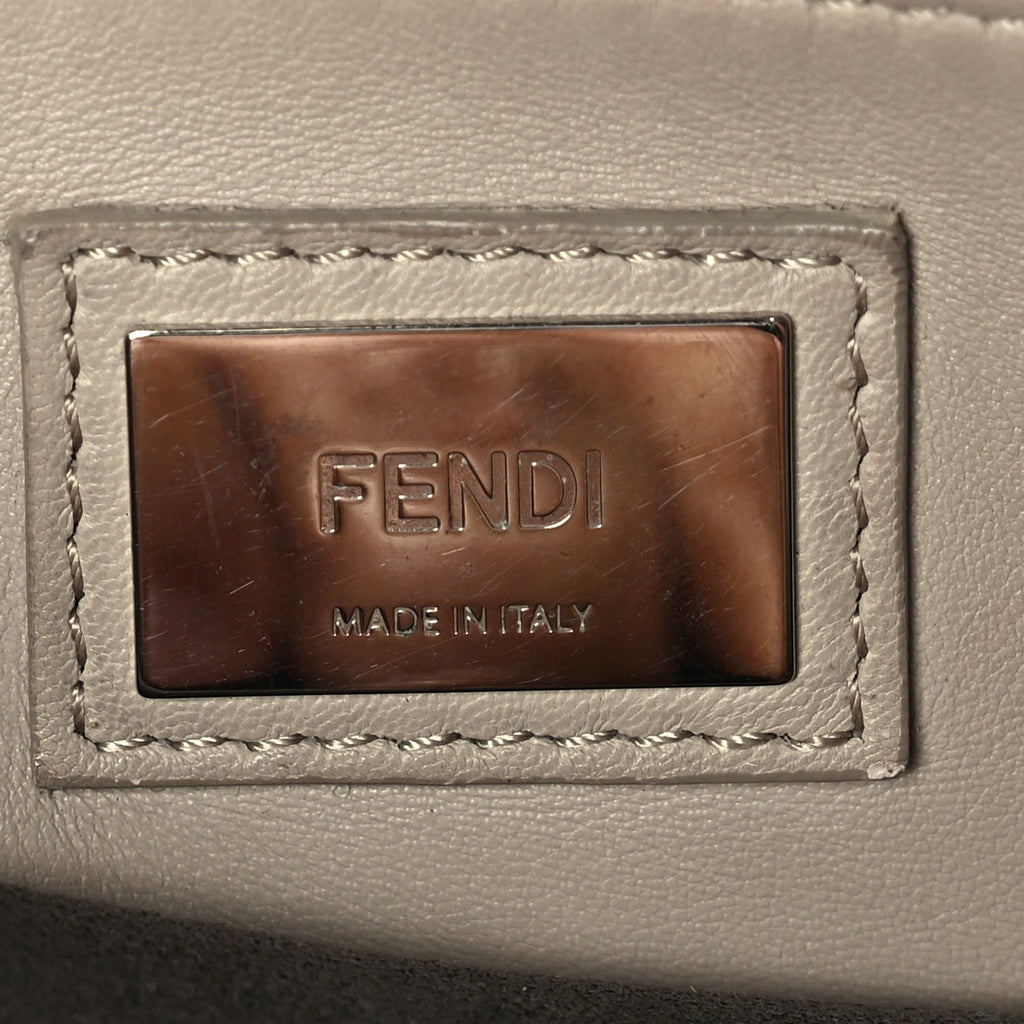 Fendi Vitello Seta Shiny Nappa Medium Peekaboo Iconic Satchel  Carbone Grigio Polvere