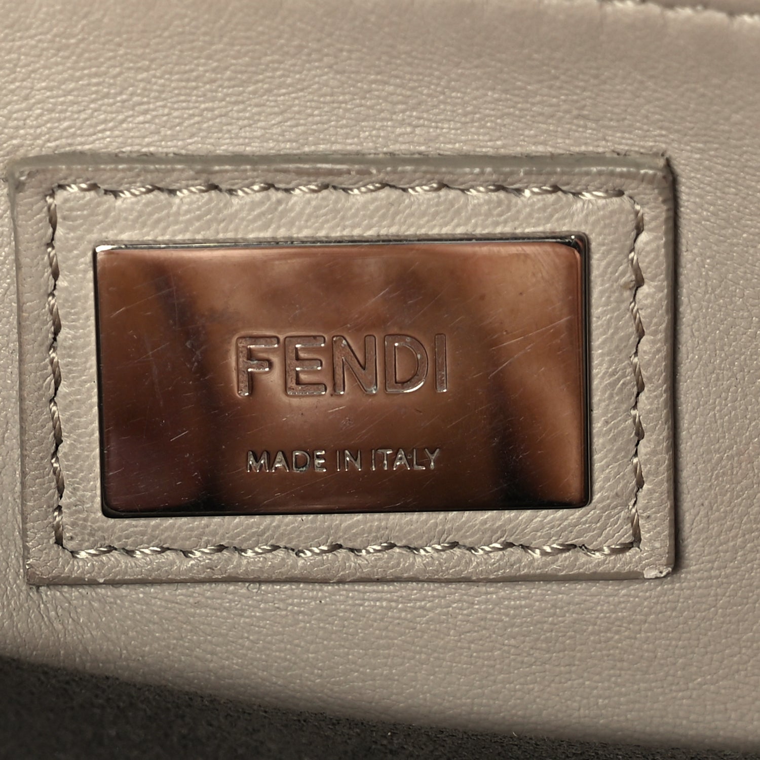Fendi Vitello Seta Shiny Nappa Medium Peekaboo Iconic Satchel  Carbone Grigio Polvere