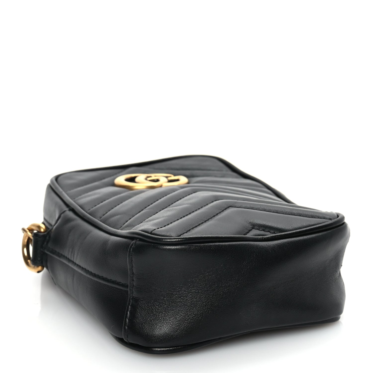 Gucci Calfskin Matelasse Mini GG Marmont Crossbody Bag Black