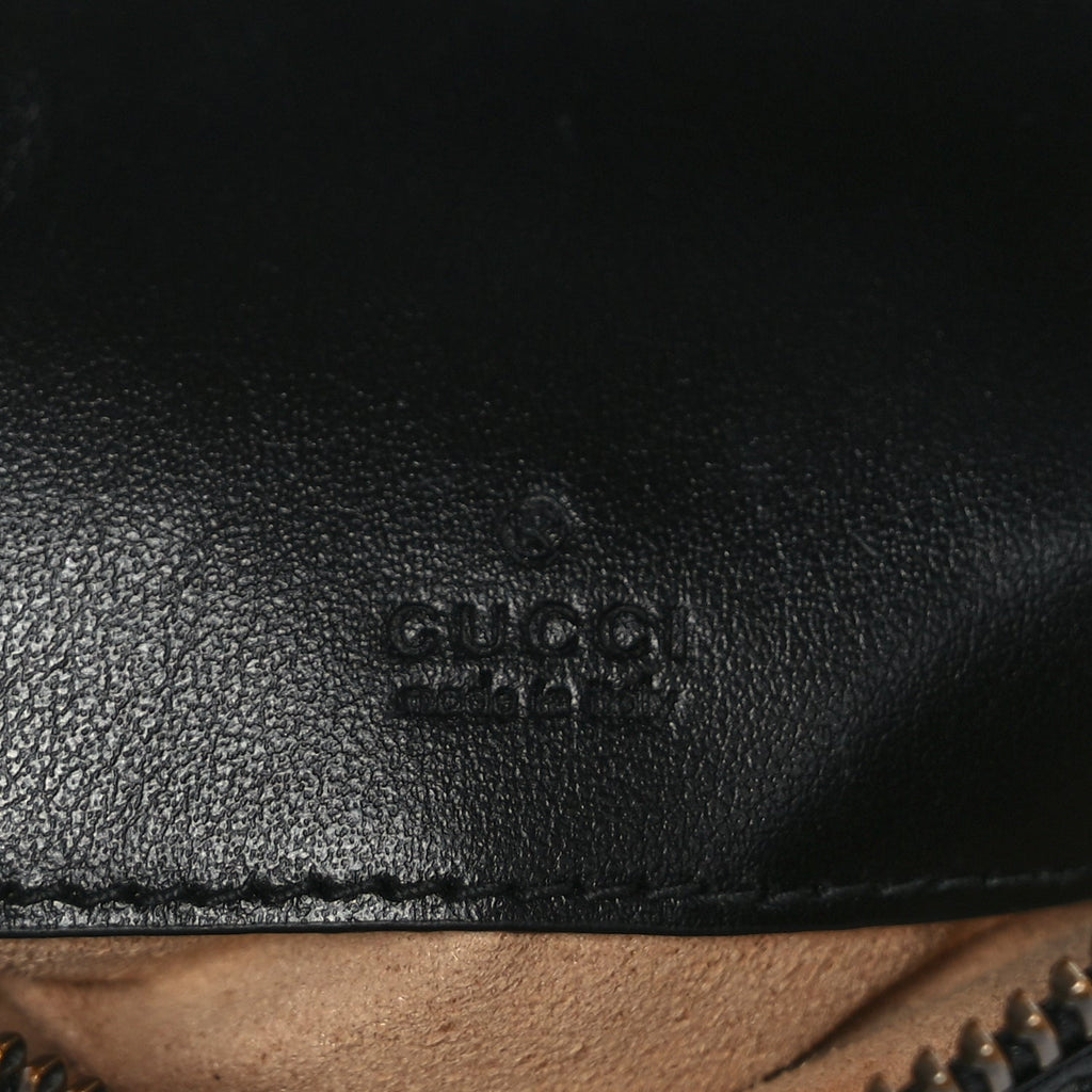 Gucci Calfskin Matelasse Mini GG Marmont Crossbody Bag Black