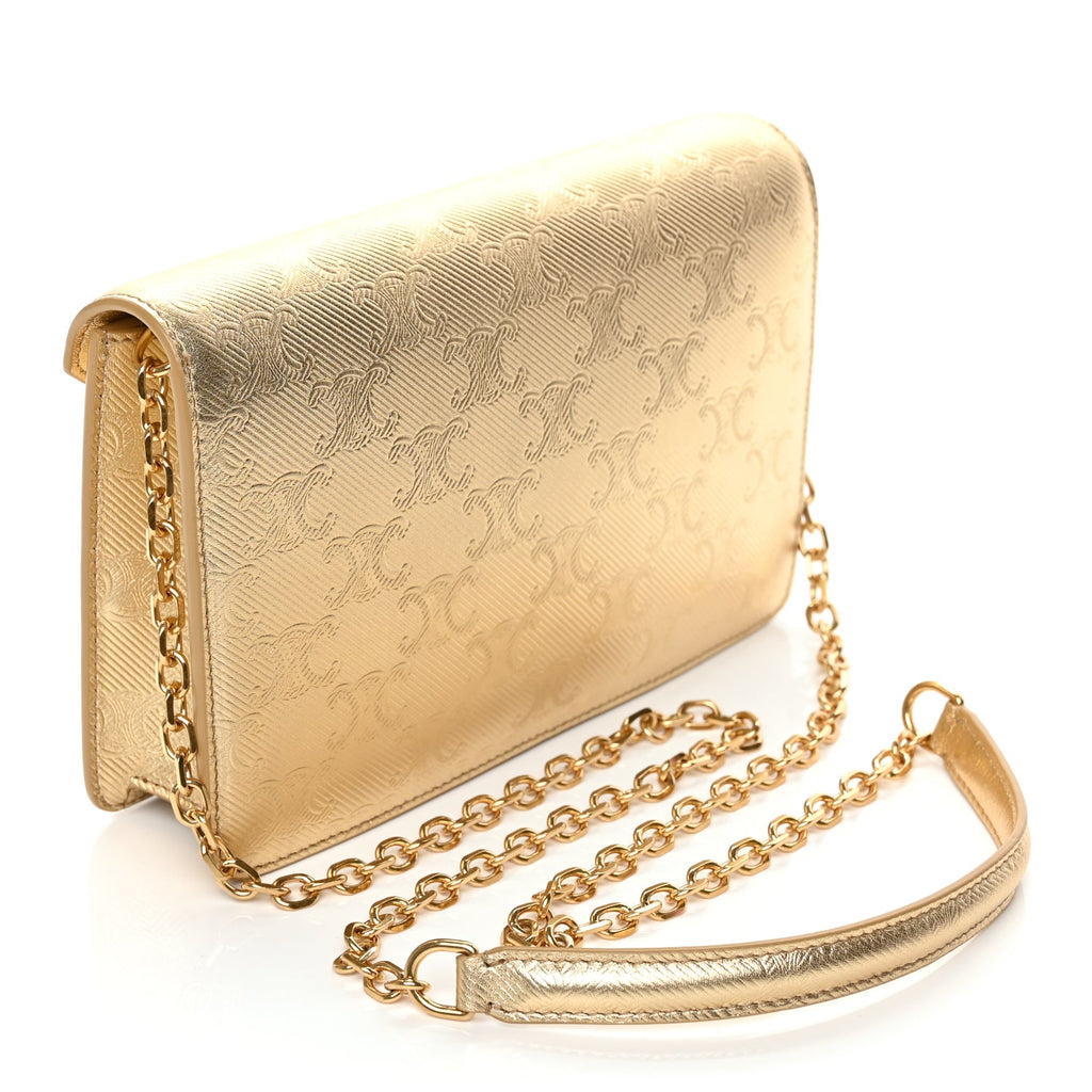 Celine Metallic Triomphe Wallet on Chain