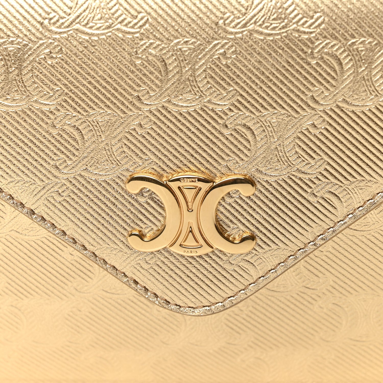 Celine Metallic Triomphe Wallet on Chain