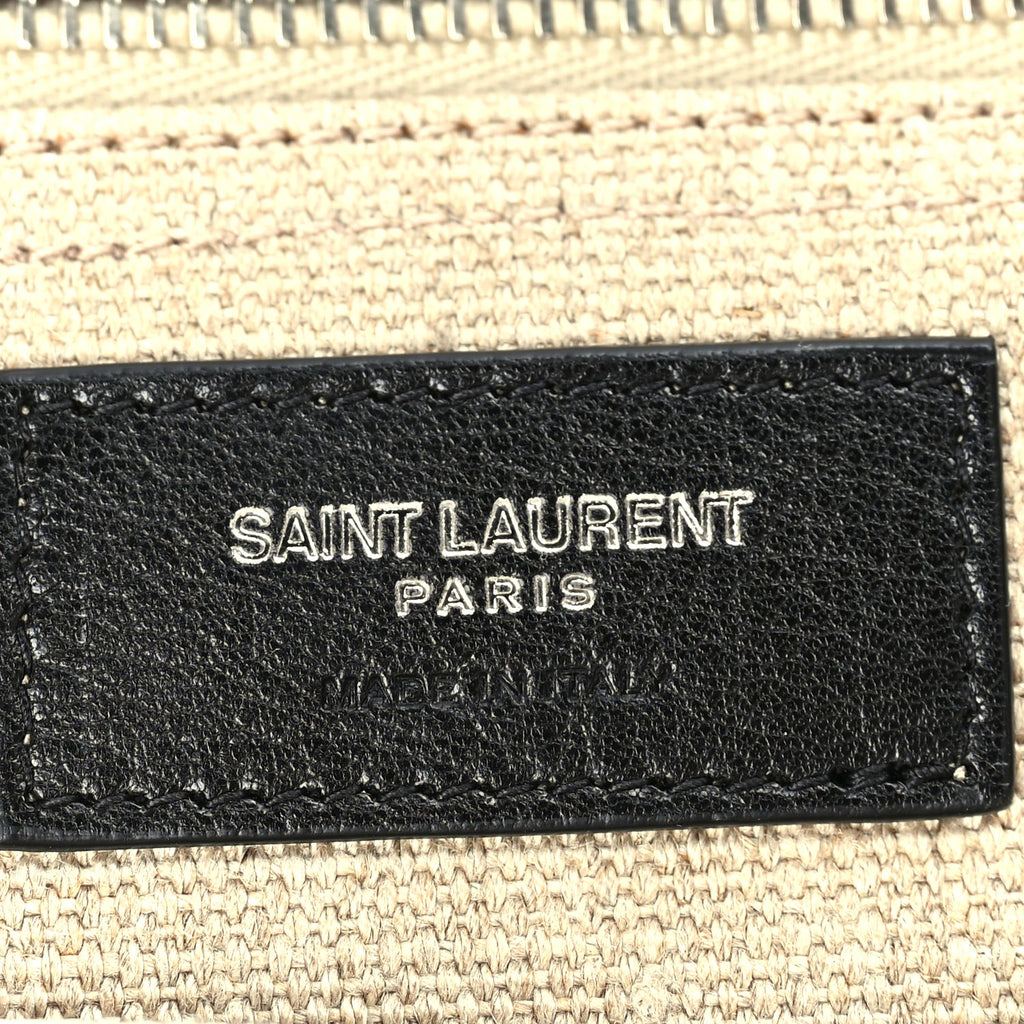 Saint Laurent Linen Calfskin Small Rive Gauche Tote  Optic White
