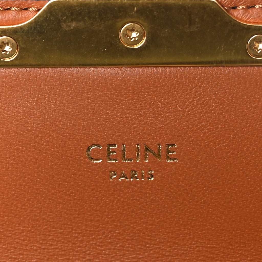Celine Canvas Calfskin Triomphe Shoulder Bag Tan