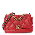 Chanel Lambskin Quilted Medium Chanel 19 Flap  Red