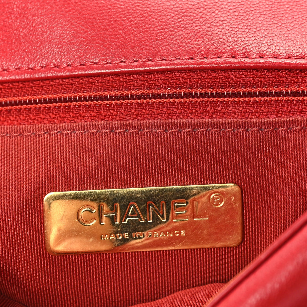 Chanel Lambskin Quilted Medium Chanel 19 Flap  Red