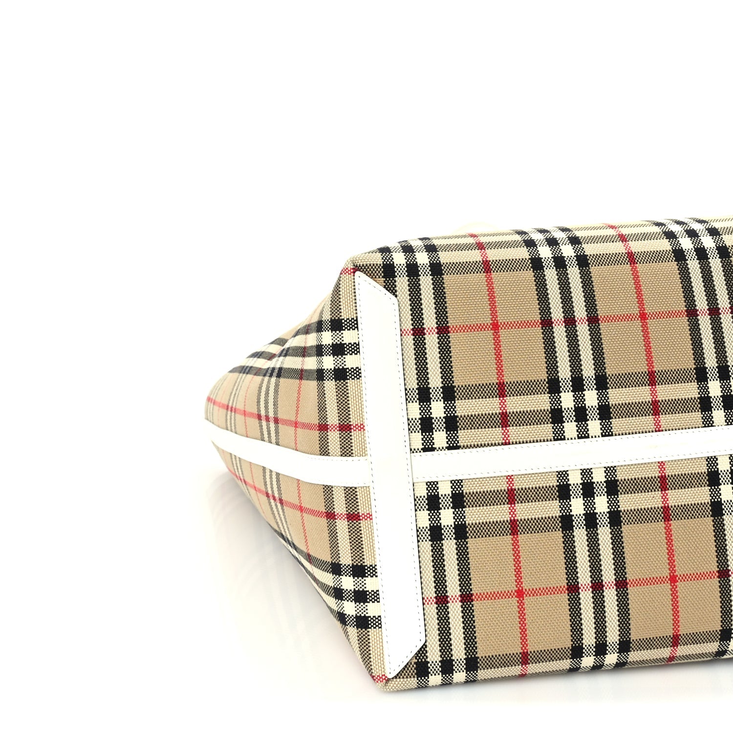 Burberry Cotton Vintage Check Medium London Tote Bag  Briar Brown White
