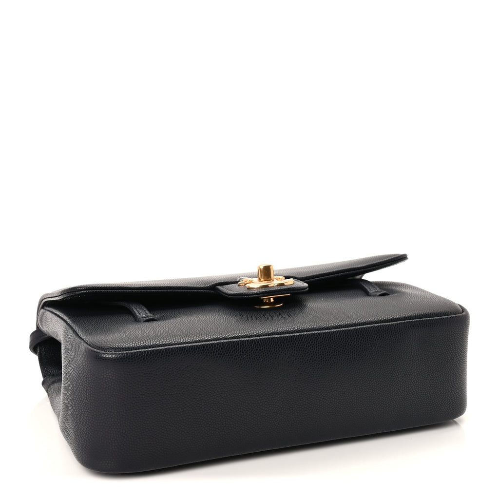 Chanel Shiny Caviar Preppy Coco Small Flap Bag Navy
