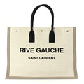 Saint Laurent Linen Calfskin Rive Gauche Tote Optic White