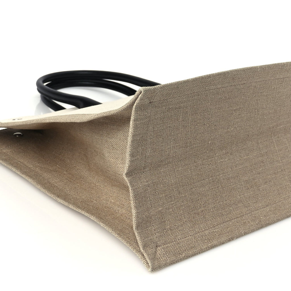 Saint Laurent Linen Calfskin Rive Gauche Tote Optic White
