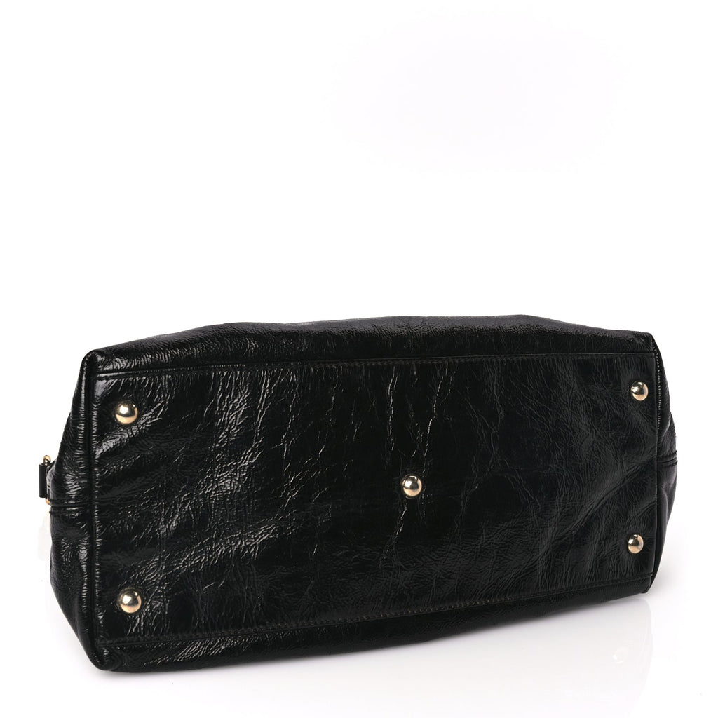 Gucci Vernice Naplack Small Soho Top Handle Satchel Black