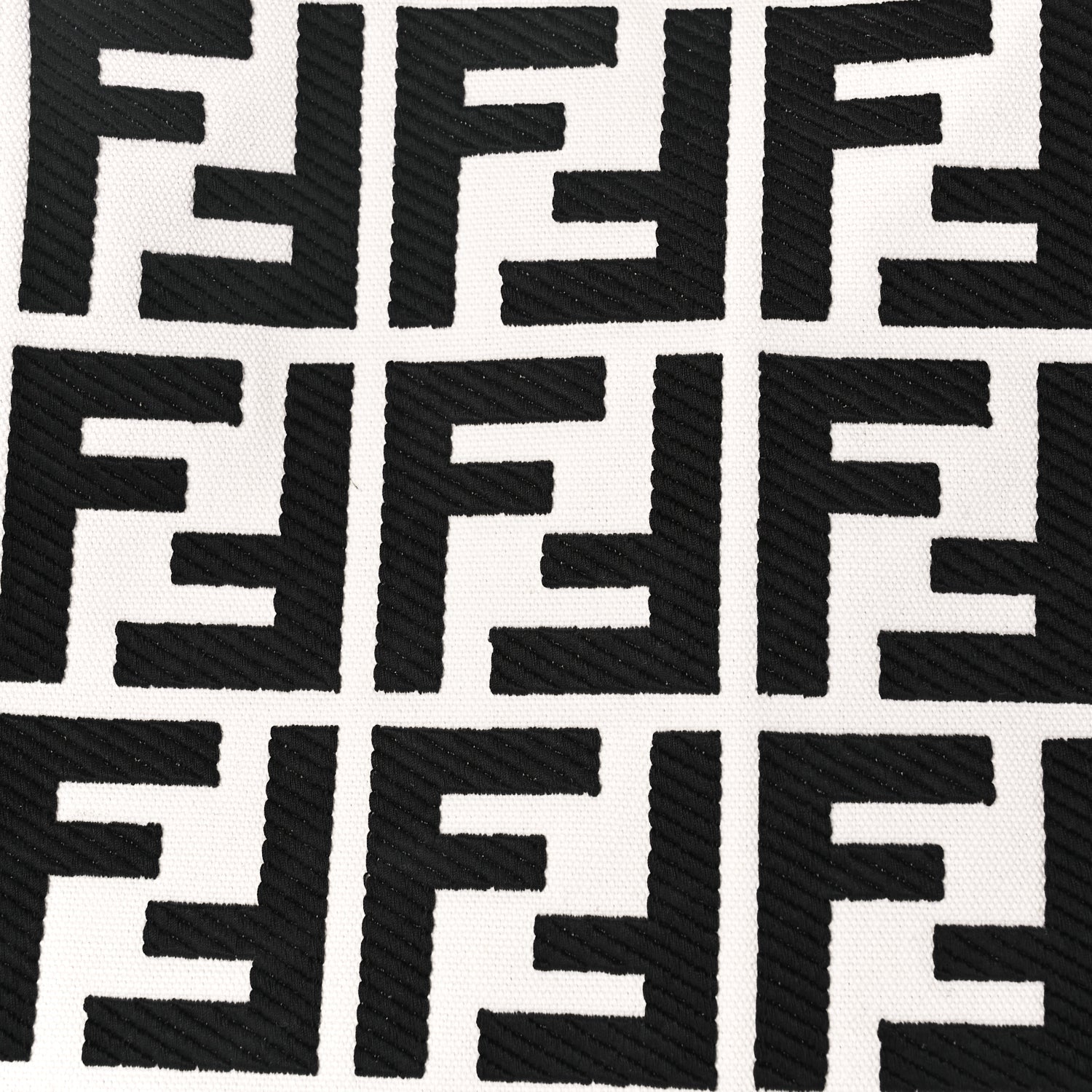 Fendi Canvas Vitello King FF Embroidered Medium Peekaboo X-Tote White Rice Black