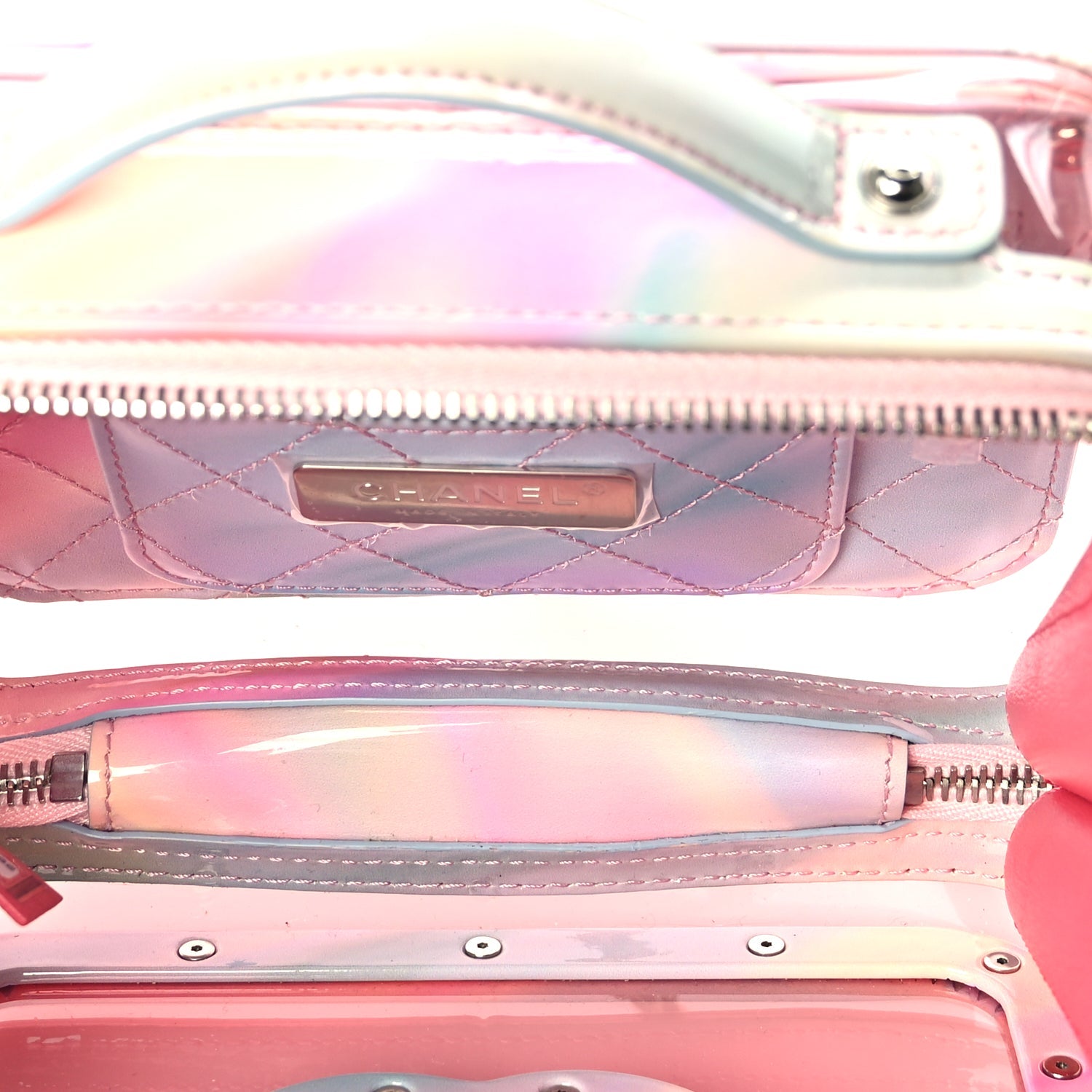 Chanel PVC Lambskin Filigree Small CC Filigree Vanity Case Pink Multicolor