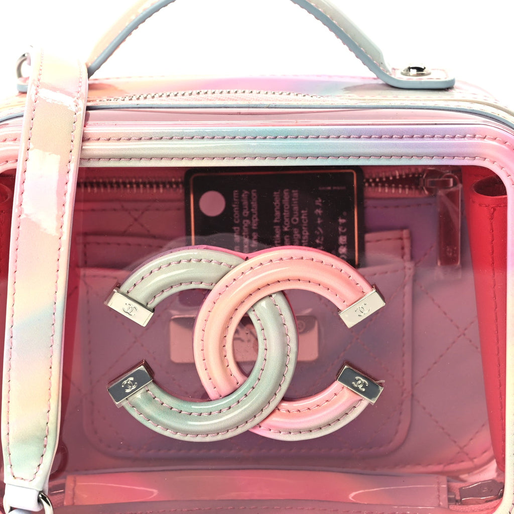 Chanel PVC Lambskin Filigree Small CC Filigree Vanity Case Pink Multicolor