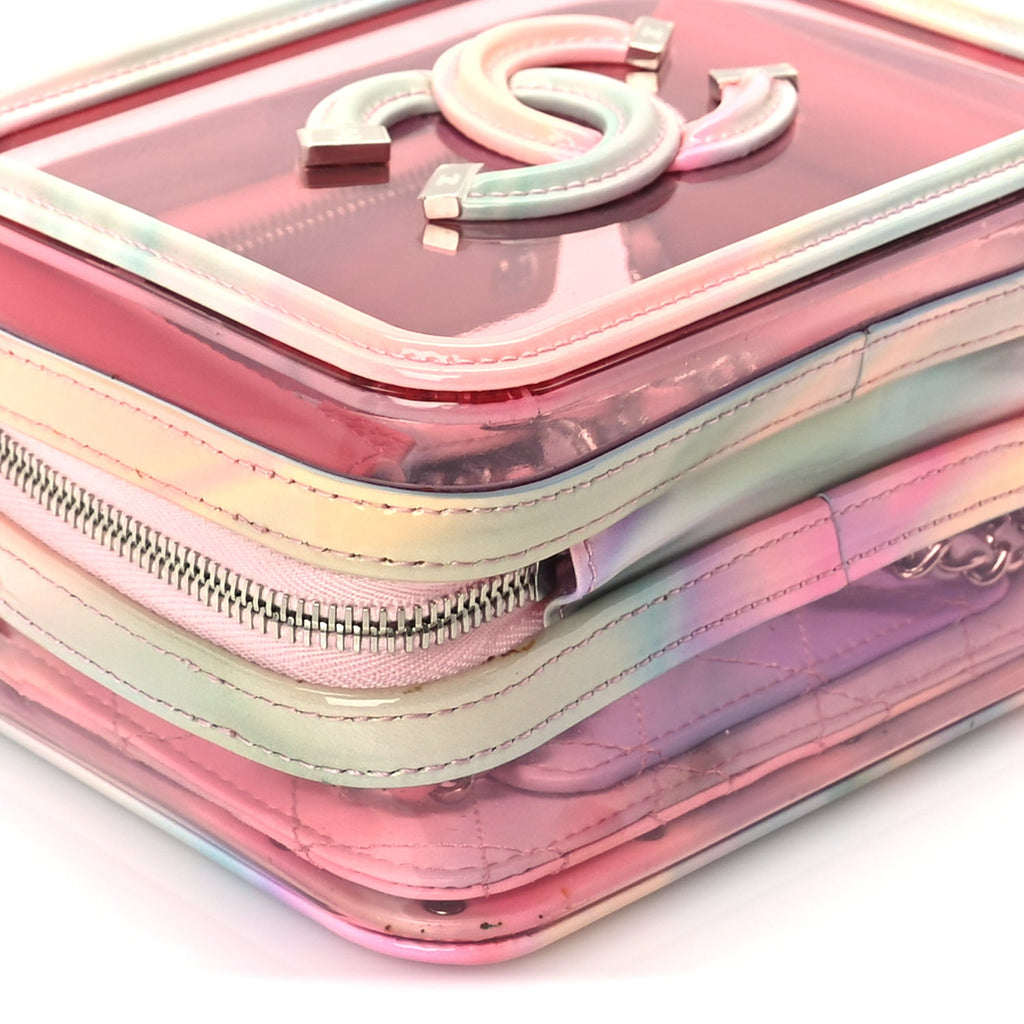 Chanel PVC Lambskin Filigree Small CC Filigree Vanity Case Pink Multicolor
