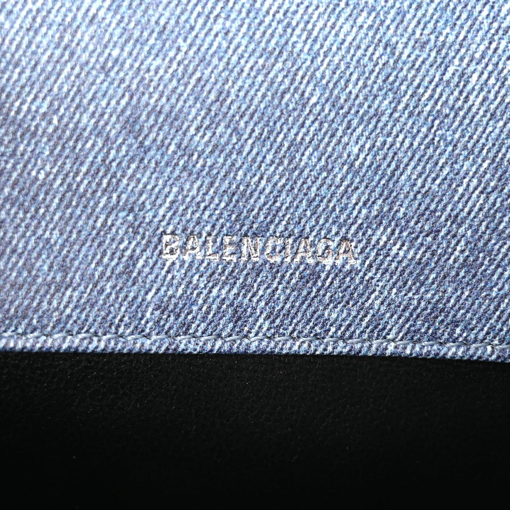 Balenciaga Nappa Denim Printed Hourglass Top Handle Bag XS Denim Blue