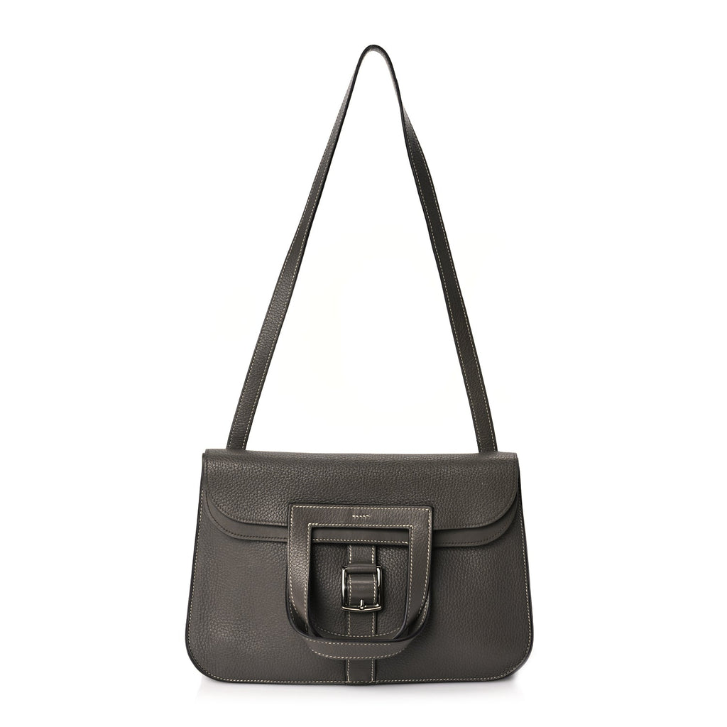 Hermes Taurillon Clemence Halzan 31 GM Etoupe