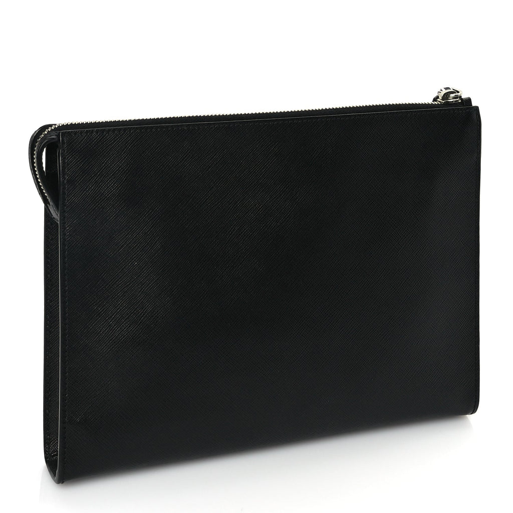 Prada Saffiano Pouch Wristlet Black