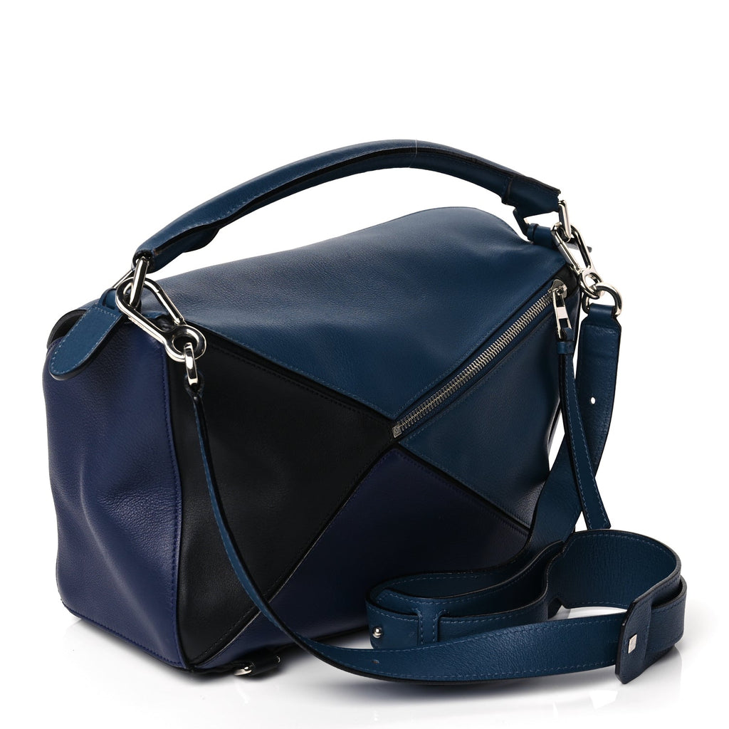 Loewe Calfskin Colorblock Medium Puzzle Bag Blue