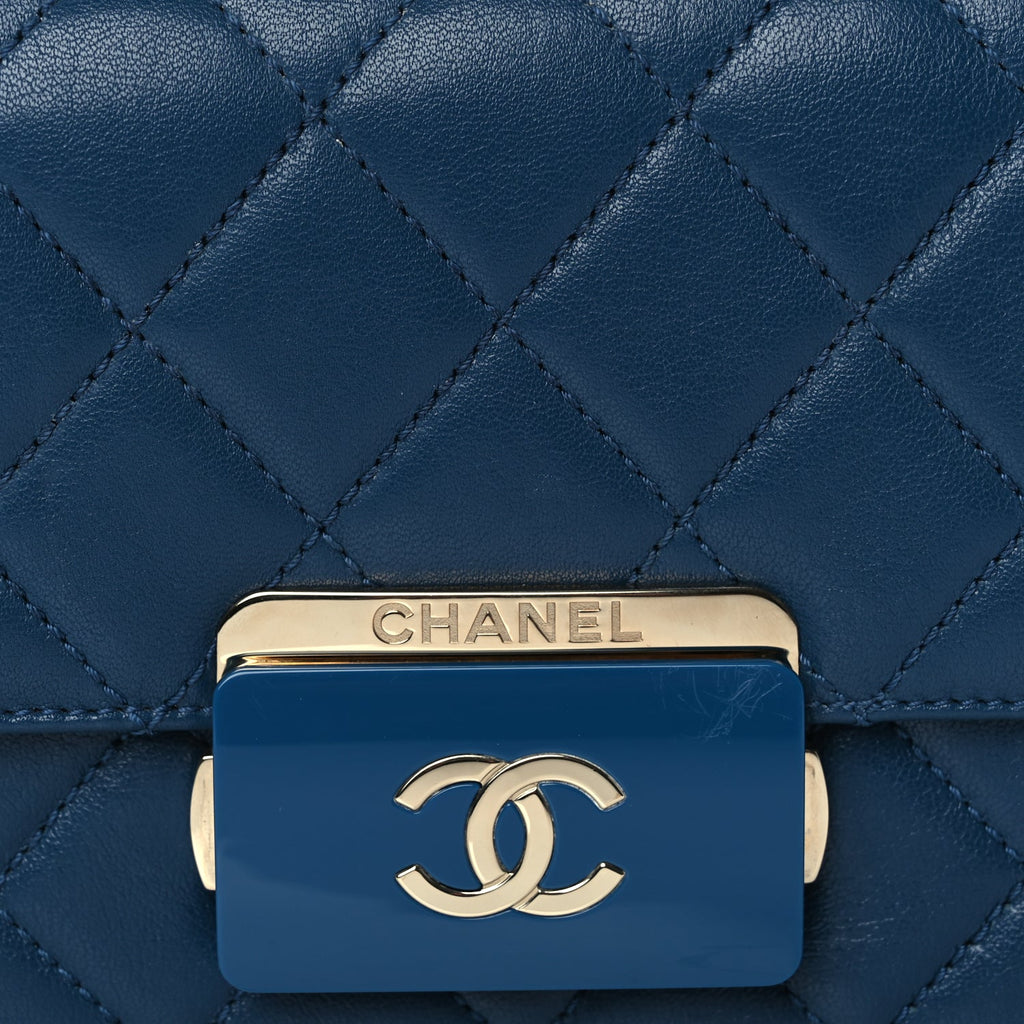 Chanel Sheepskin Quilted Mini Vintage Beauty Lock Flap Blue