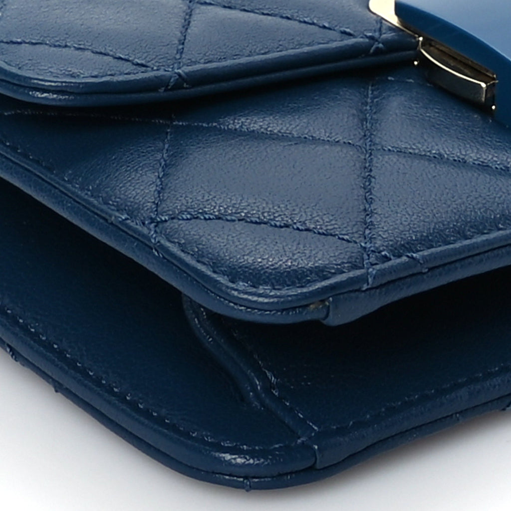 Chanel Sheepskin Quilted Mini Vintage Beauty Lock Flap Blue