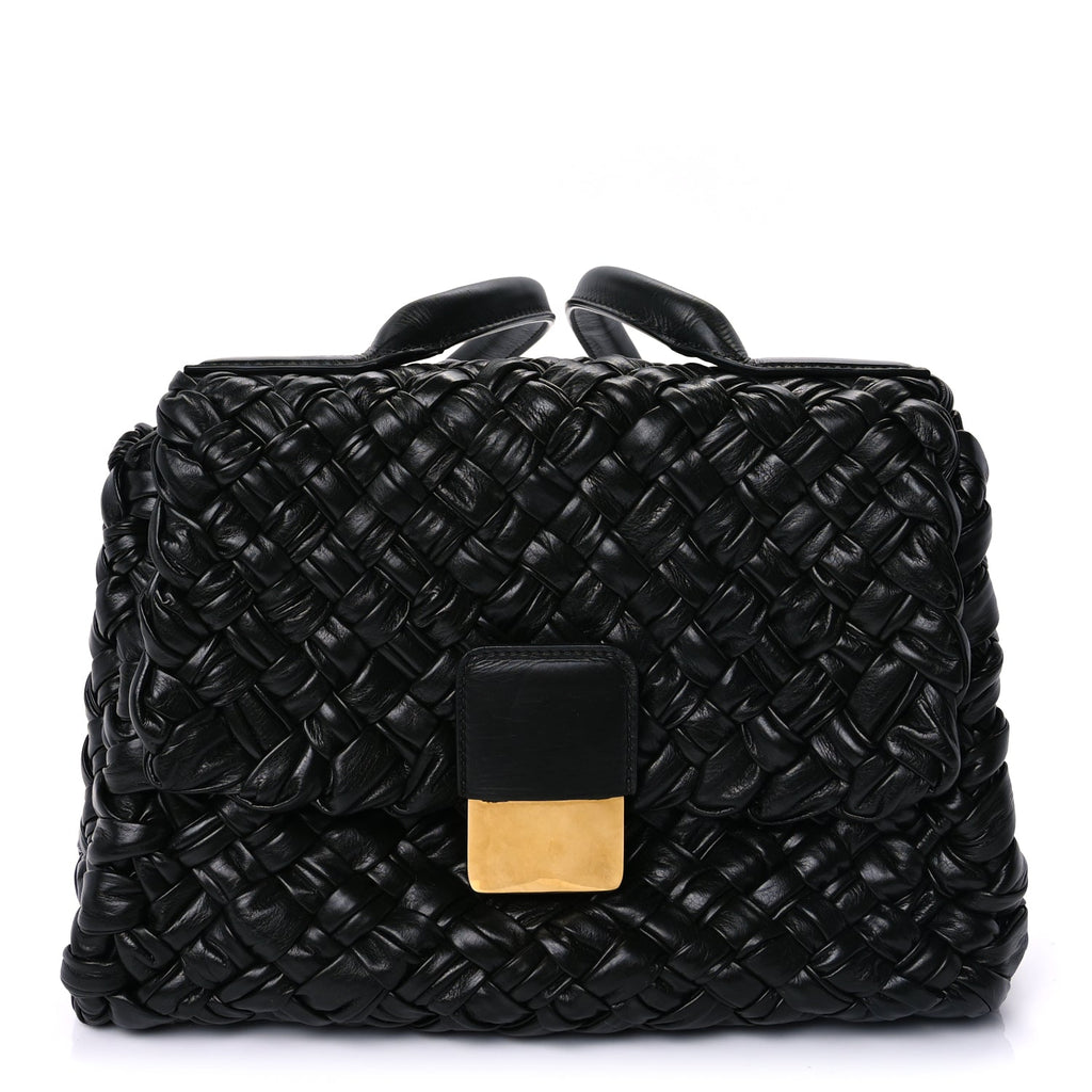 Bottega Veneta Calfskin Intreccio Desiree Shoulder Bag Dark Green