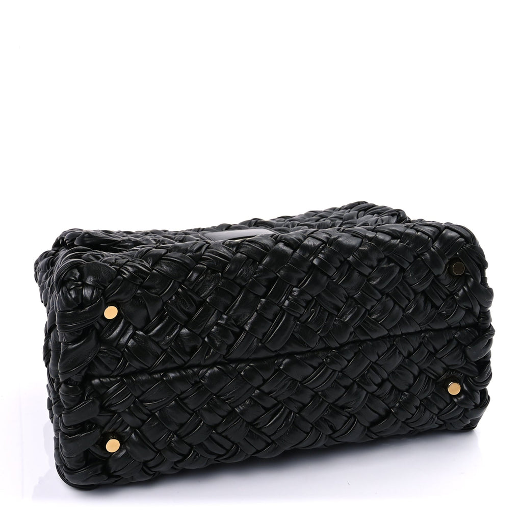 Bottega Veneta Calfskin Intreccio Desiree Shoulder Bag Dark Green