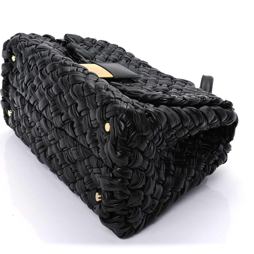 Bottega Veneta Calfskin Intreccio Desiree Shoulder Bag Dark Green