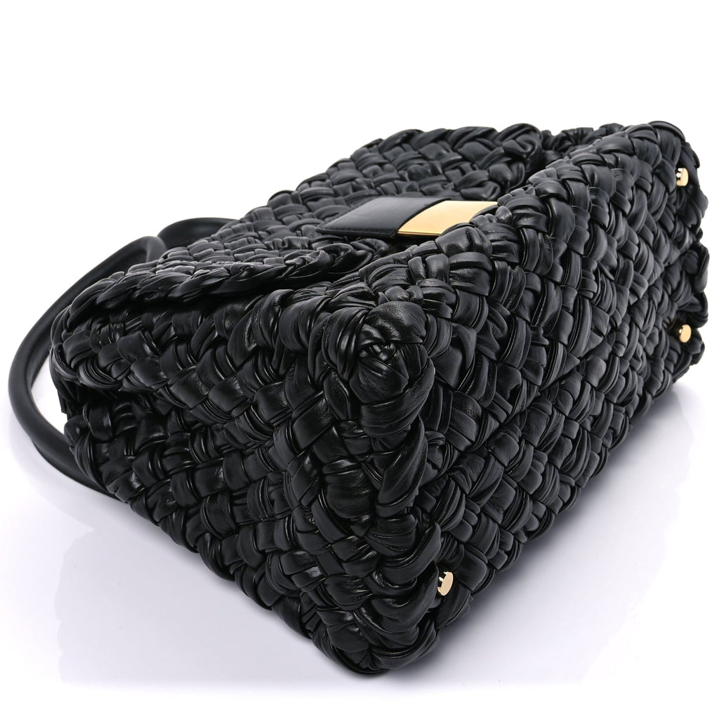 Bottega Veneta Calfskin Intreccio Desiree Shoulder Bag Dark Green