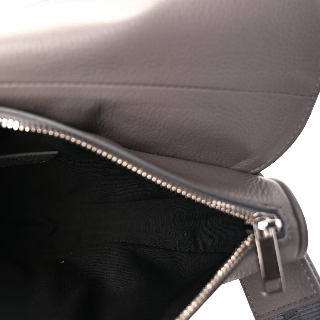 Christian Dior Grained Calfskin Mens Saddle Bag  Grey