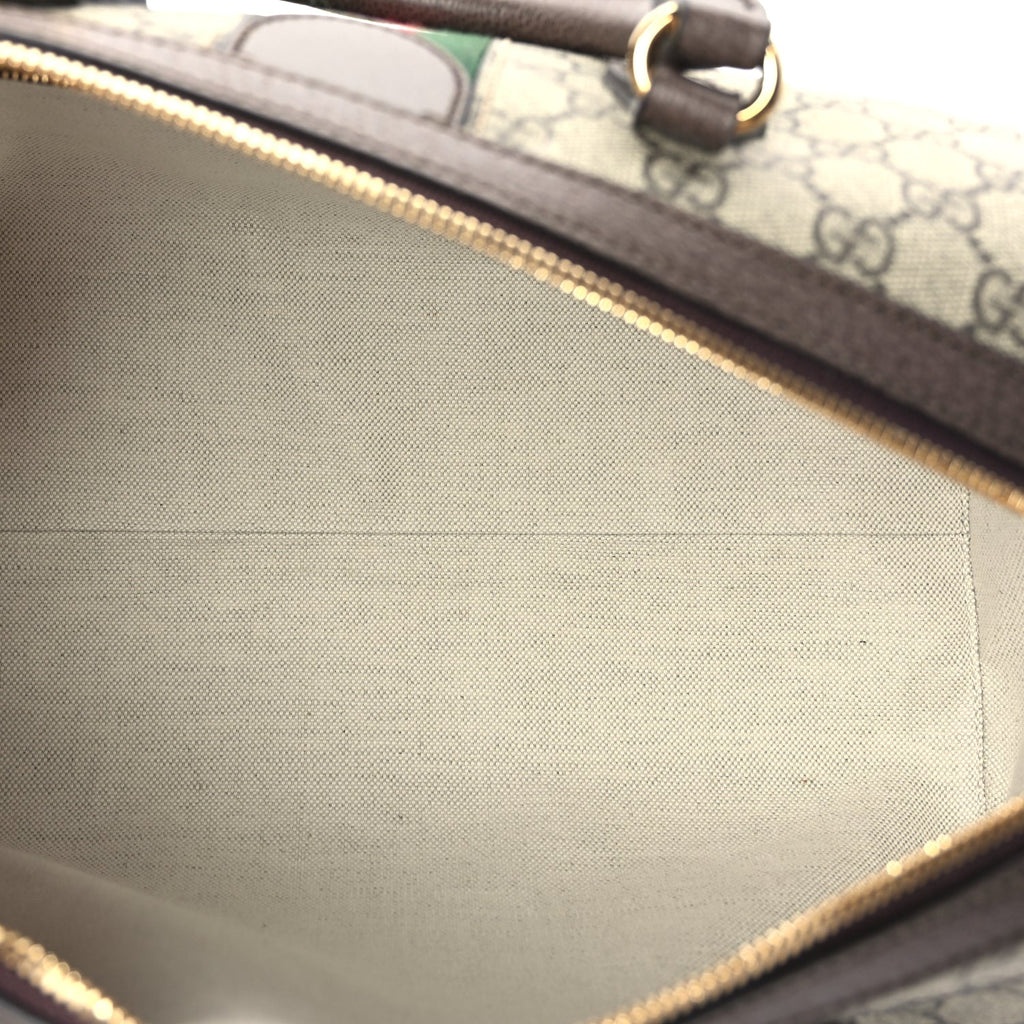 Gucci GG Supreme Monogram Web Medium Ophidia Top Handle Bag Beige Ebony
