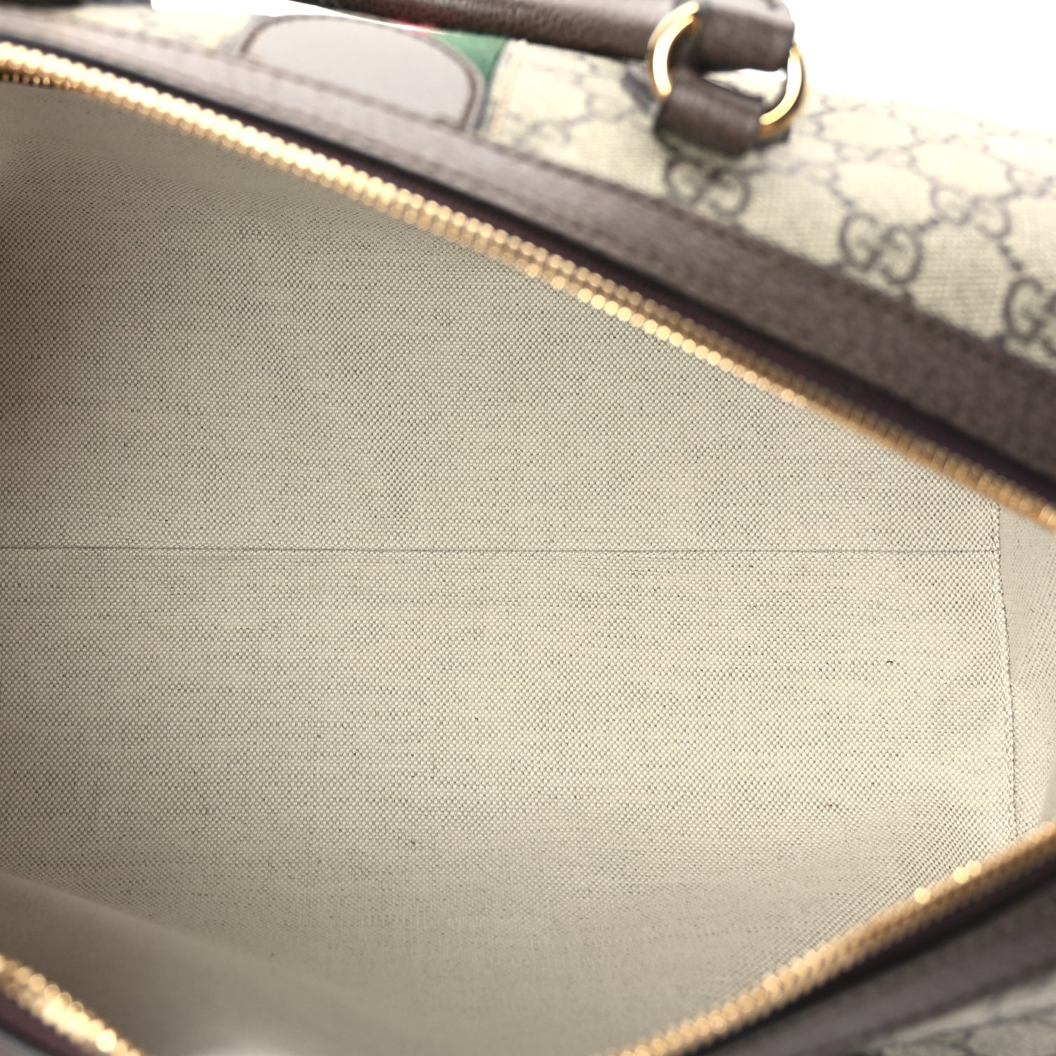 Gucci GG Supreme Monogram Web Medium Ophidia Top Handle Bag Beige Ebony
