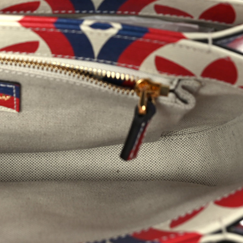 Gucci X ADIDAS Shangai Calfskin Web Trefoil Interlocking G Small Horsebit 1955 Shoulder Bag Red White Blue