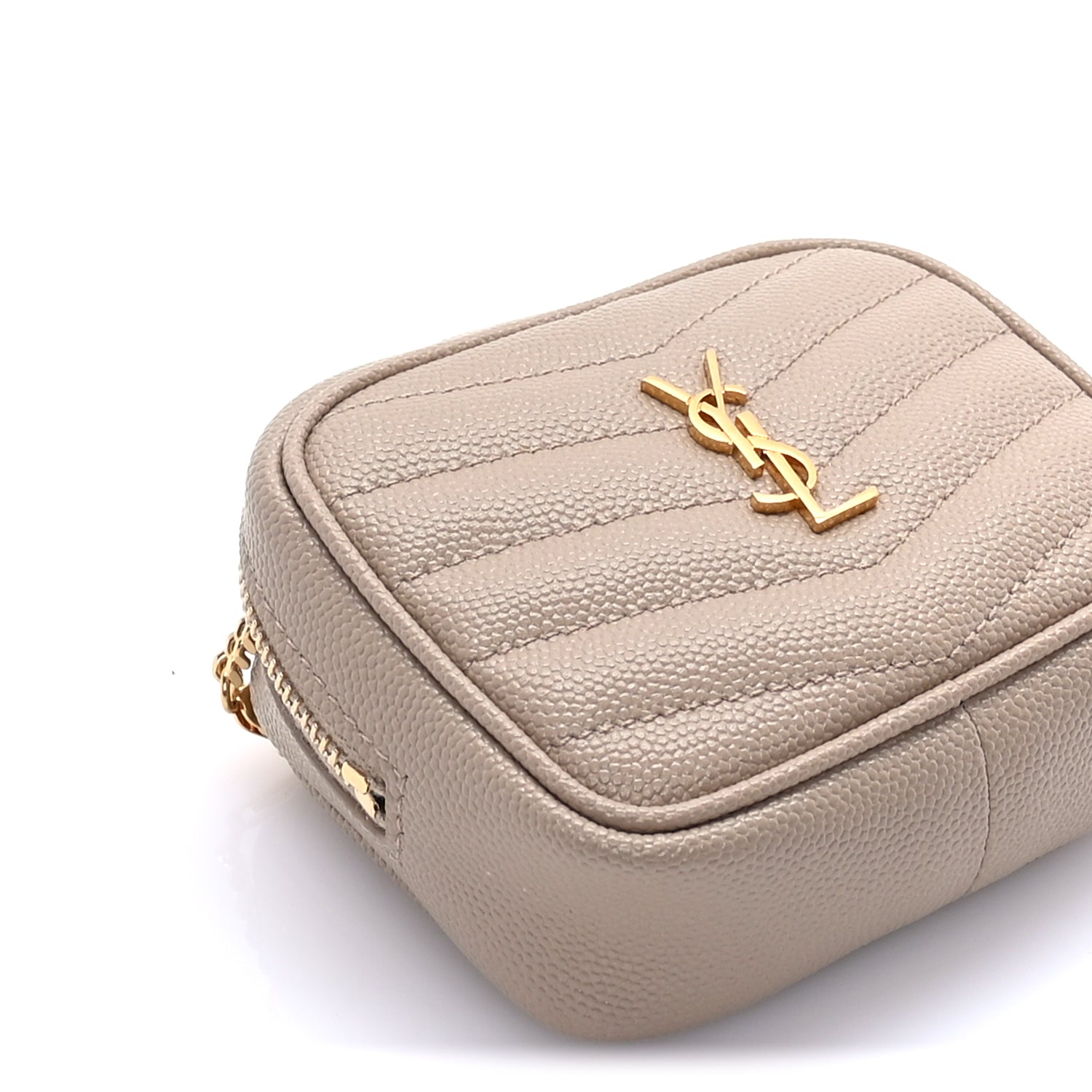 Saint Laurent Grain De Poudre Matelasse Monogram Baby Lou Camera Bag  Dark Beige