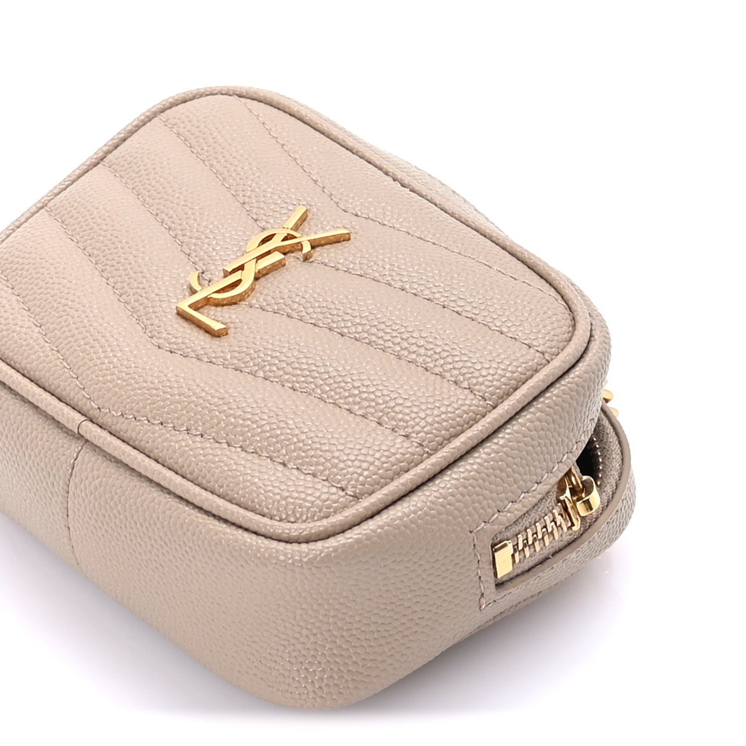Saint Laurent Grain De Poudre Matelasse Monogram Baby Lou Camera Bag  Dark Beige